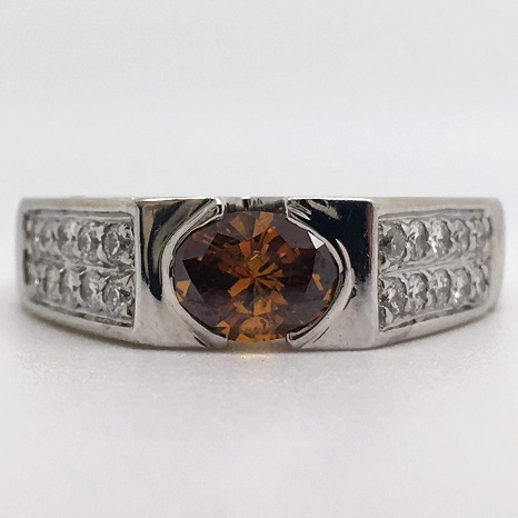 1.20 Carat Oval-Cut Fancy Orange Diamond Engagement Ring in 18k White Gold